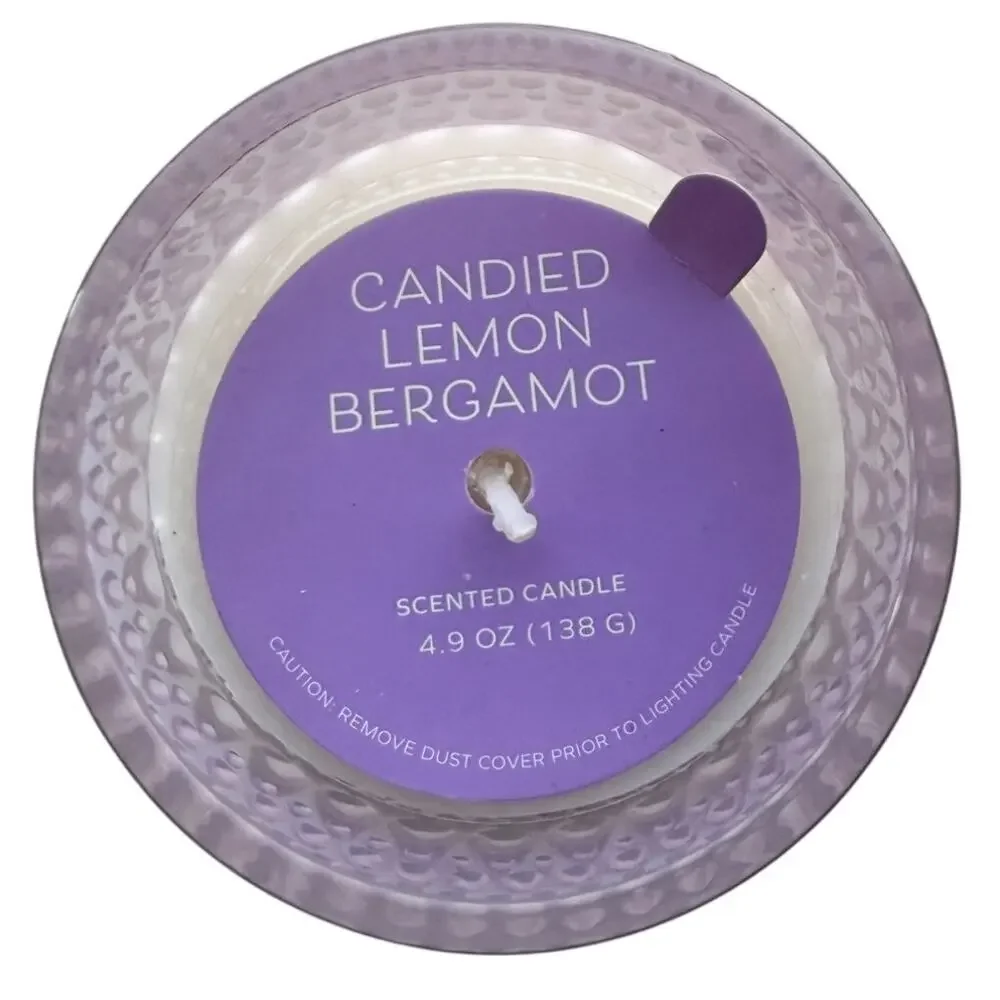 Place & Time Candied Lemon Bergamot 4.9oz Candle in Hobnail Textured Glass Jar